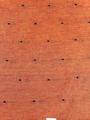 Handloom jamdani fabric with woven motifs design - Peach Orange/ Handloom jamdani