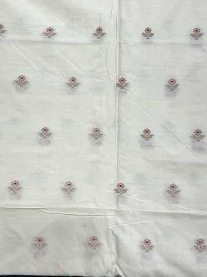 Katan silk minakari zari work - White ( Dyeable ) Katan Silk Fabrics