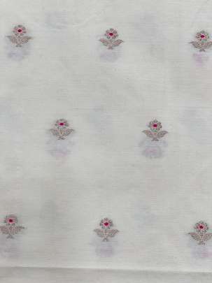 Katan silk minakari zari work - White ( Dyeable ) Katan Silk Fabrics