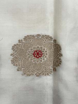 Katan silk with minakari zari work - White ( Dyeable ) Katan Silk Fabrics