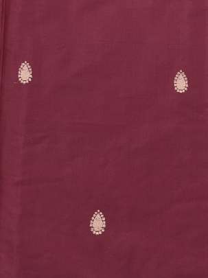 Katan silk with zari butti fabric - Dark maroon/ Katan Silk Fabrics