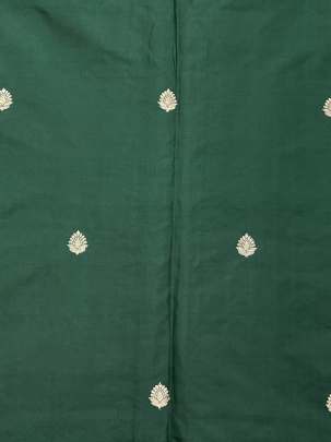 Katan silk with zari butti fabric - Dark Green/ Katan Silk Fabrics