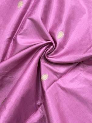 Katan silk with zari butti work fabric - Pink/ 