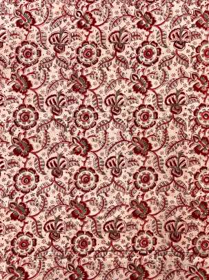 Khadi Cotton Organic Handblocked Kalamkari Prints Light Reddish Cream/ 