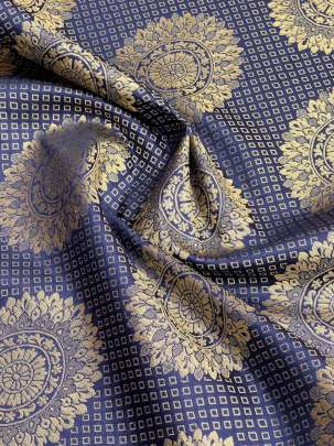  Kinkhab Navy Blue/ Pure Banarasi fabrics