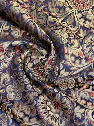  Kinkhab Navy Blue/ Pure Banarasi fabrics