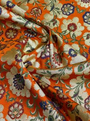  Kinkhab Orange/ Pure Banarasi fabrics