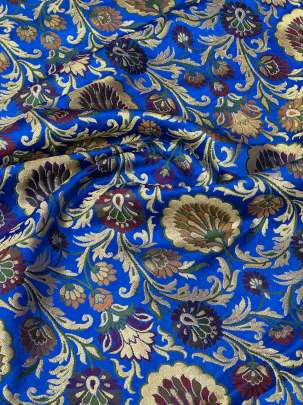  Kinkhab Royal Blue/ Pure Banarasi fabrics