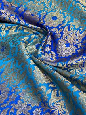  Kinkhab Shading Royal Blue & Sky Blue/ Pure Banarasi fabrics