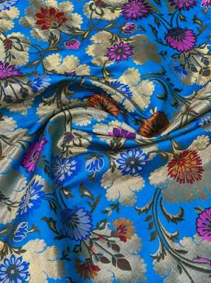  Kinkhab Sky Blue/ Pure Banarasi fabrics