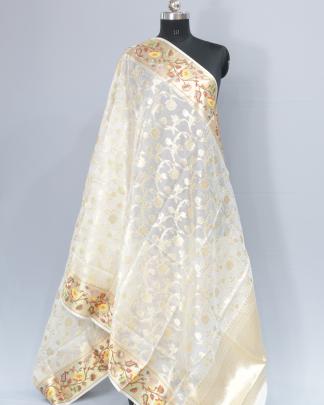 Kota silk with paithani border duppata/ 