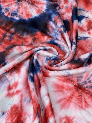 Masline tie dye fabric - Red & Blue/