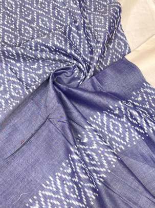 Mercerised cotton ikkat duppata - Indigo blue/ Cotton ikkat duppata