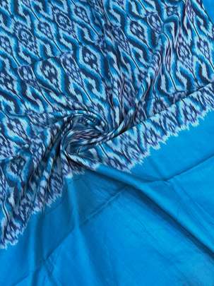 Mercerised cotton ikkat duppata - Sky blue/ 