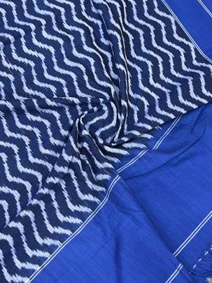 Mercerised cotton ikkat duppata - Navy blue/ Cotton ikkat duppata