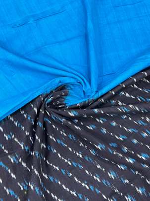 Mercerised cotton ikkat duppata - Blue/