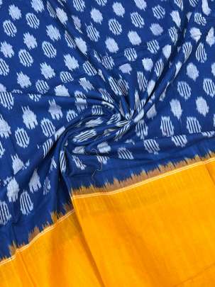 Mercerised cotton ikkat duppata - Blue/ Cotton ikkat duppata