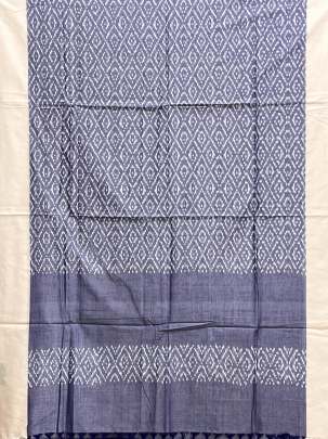 Mercerised cotton ikkat duppata - Indigo blue/ Cotton ikkat duppata