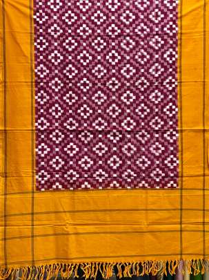 Mercerised cotton ikkat duppata - Rani/ Cotton ikkat duppata