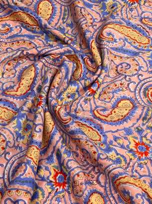 Modal Cotton Ajrakh Handblocked Print Peach Pink/