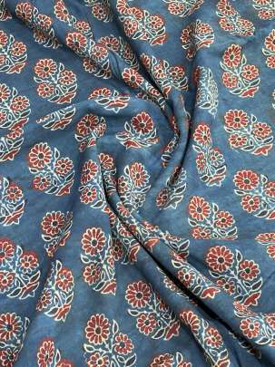 Modal Cotton Ajrakh Handblocked Print Indigo Blue/ 