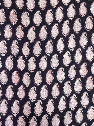 Modal Cotton Ajrakh Handblocked Print Black/ 