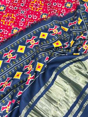 Modal Silk Digital Print Duppata With Lagdi Patta Red/