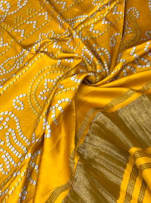 Modal Silk Digital Print Duppata With Lagdi Patta Yellow/