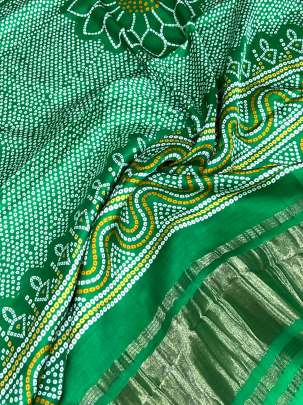 Modal Silk Digital Print Duppata With Lagdi Patta Green/