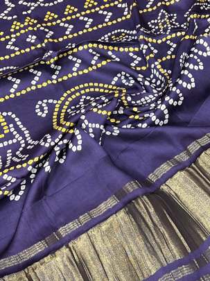 Modal Silk Digital Print Duppata With Lagdi Patta Navy Blue/ Printed duppatas