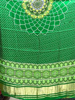 Modal Silk Digital Print Duppata With Lagdi Patta Green/ Printed duppatas