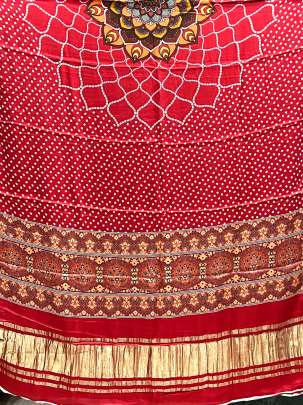 Modal Silk Digital Print Duppata With Lagdi Patta Red/ Printed duppatas