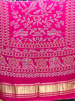 Modal Silk Digital Print Duppata With Lagdi Patta Rani/ Printed duppatas