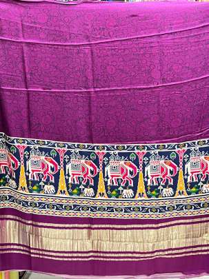 Modal Silk Digital Print Duppata With Lagdi Patta Magenta/ Printed duppatas