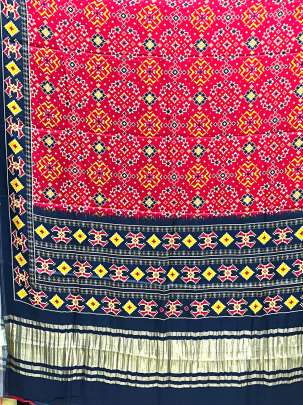 Modal Silk Digital Print Duppata With Lagdi Patta Red/ Printed duppatas