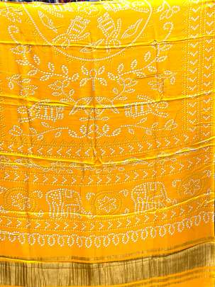 Modal Silk Digital Print Duppata With Lagdi Patta Yellow/ Printed duppatas