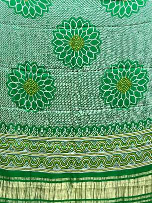 Modal Silk Digital Print Duppata With Lagdi Patta Green/ Printed duppatas