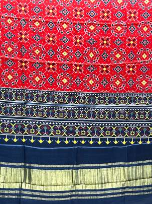 Modal Silk Digital Print Duppata With Lagdi Patta Red/ Printed duppatas