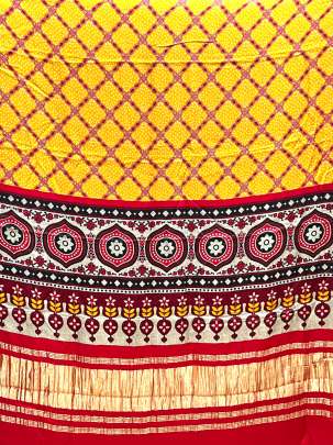 Modal Silk Digital Print Duppata With Lagdi Patta Yellow/ Printed duppatas