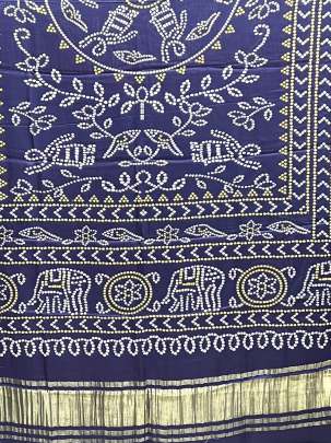 Modal Silk Digital Print Duppata With Lagdi Patta Navy Blue/ Printed duppatas