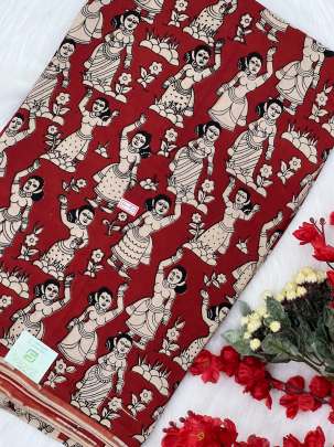 Modal cotton handblocked kalamkari print - Maroon/