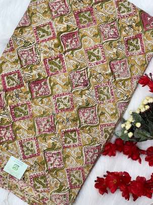 Modal cotton handblocked kalamkari print -  Yellow/