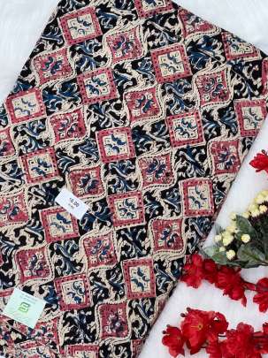 Modal cotton handblocked kalamkari print - Black/ 