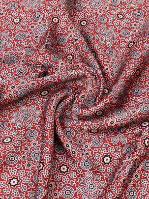 Modal silk handblocked ajrakh print - Maroon/ 