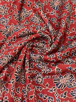 Modal silk handblocked ajrakh print - Maroon/ 