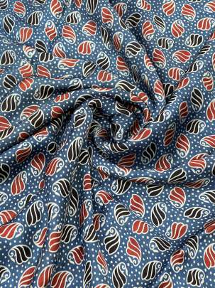 Modal silk handblocked ajrakh print - Blue/ Traditional silk prints 