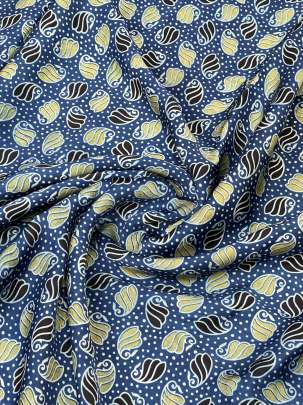 Modal silk handblocked ajrakh print - Blue/ Traditional silk prints 