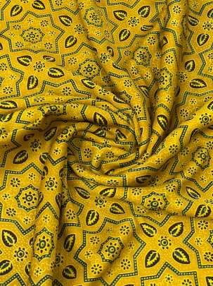 Modal silk handblocked ajrakh print - Yellow/