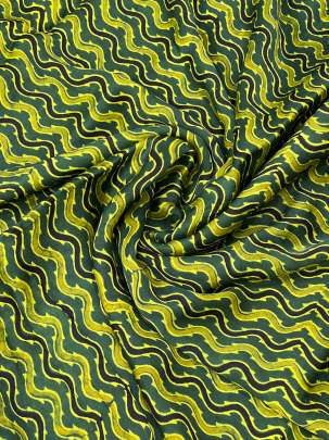 Modal silk handblocked ajrakh print - Green/ Traditional silk prints 