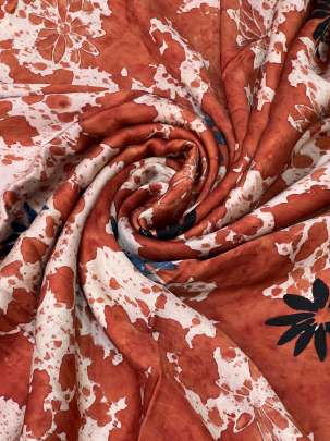 Modal silk handblocked ajrakh print - Rust/ Traditional silk prints 